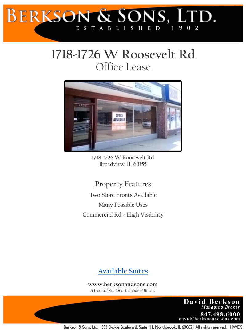 Berkson & Sons - 1718 Roosevelt - Property Features
